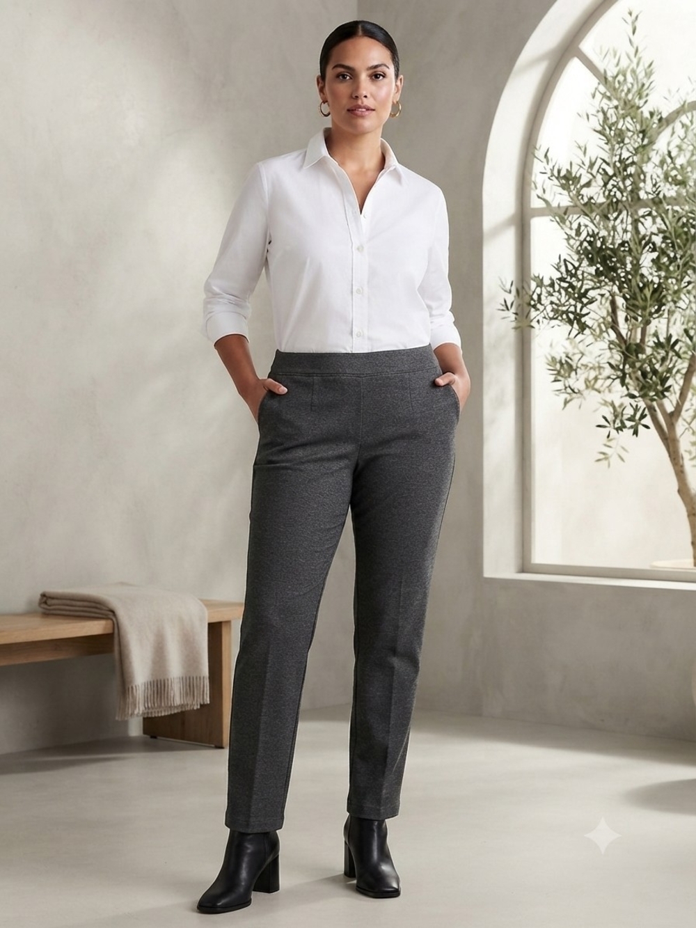 Classic Gray Women's Tailored Ponte Pants